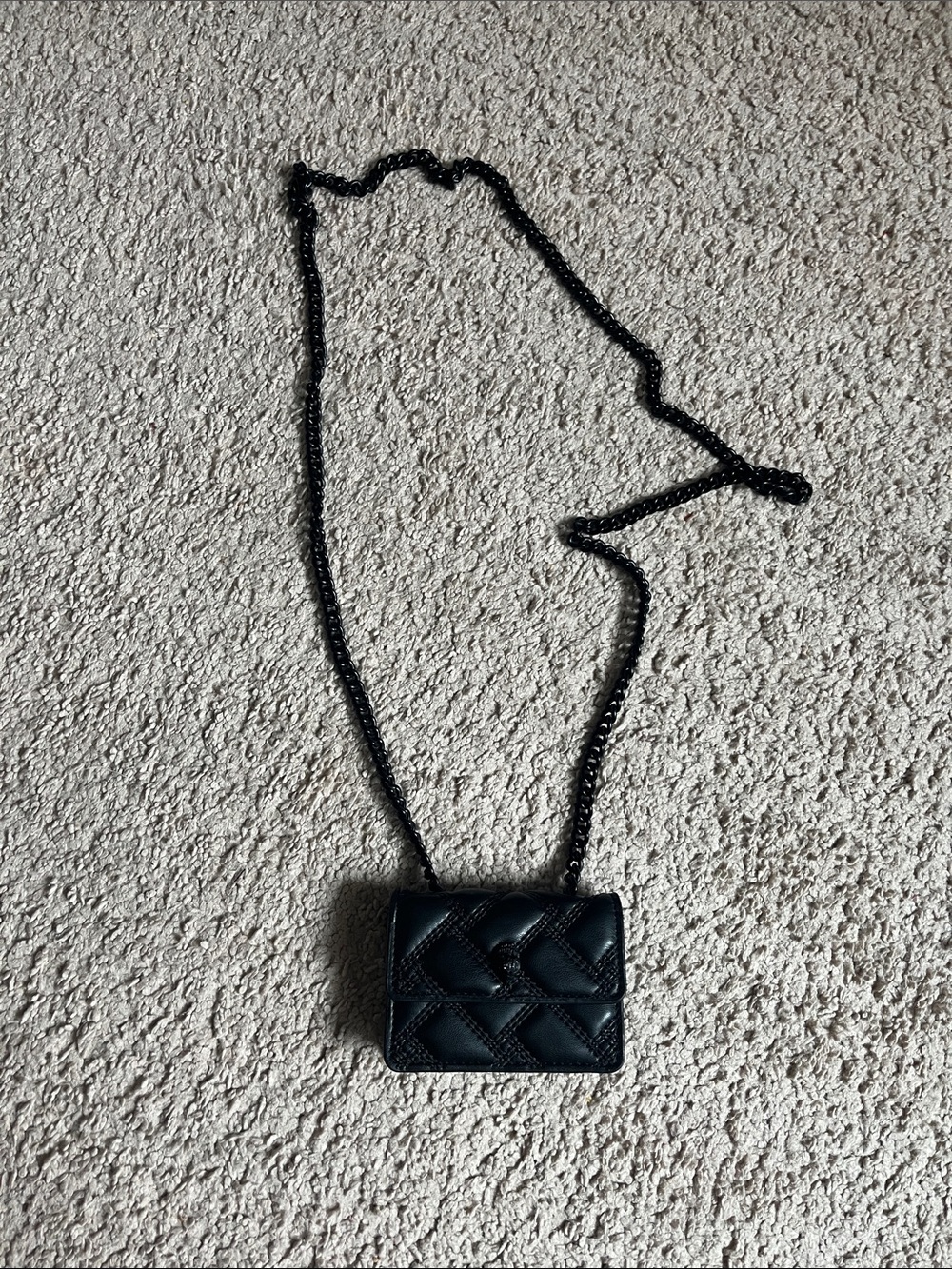Kurt Geiger Black Quilted Chain Strap Crossbody Bag mini